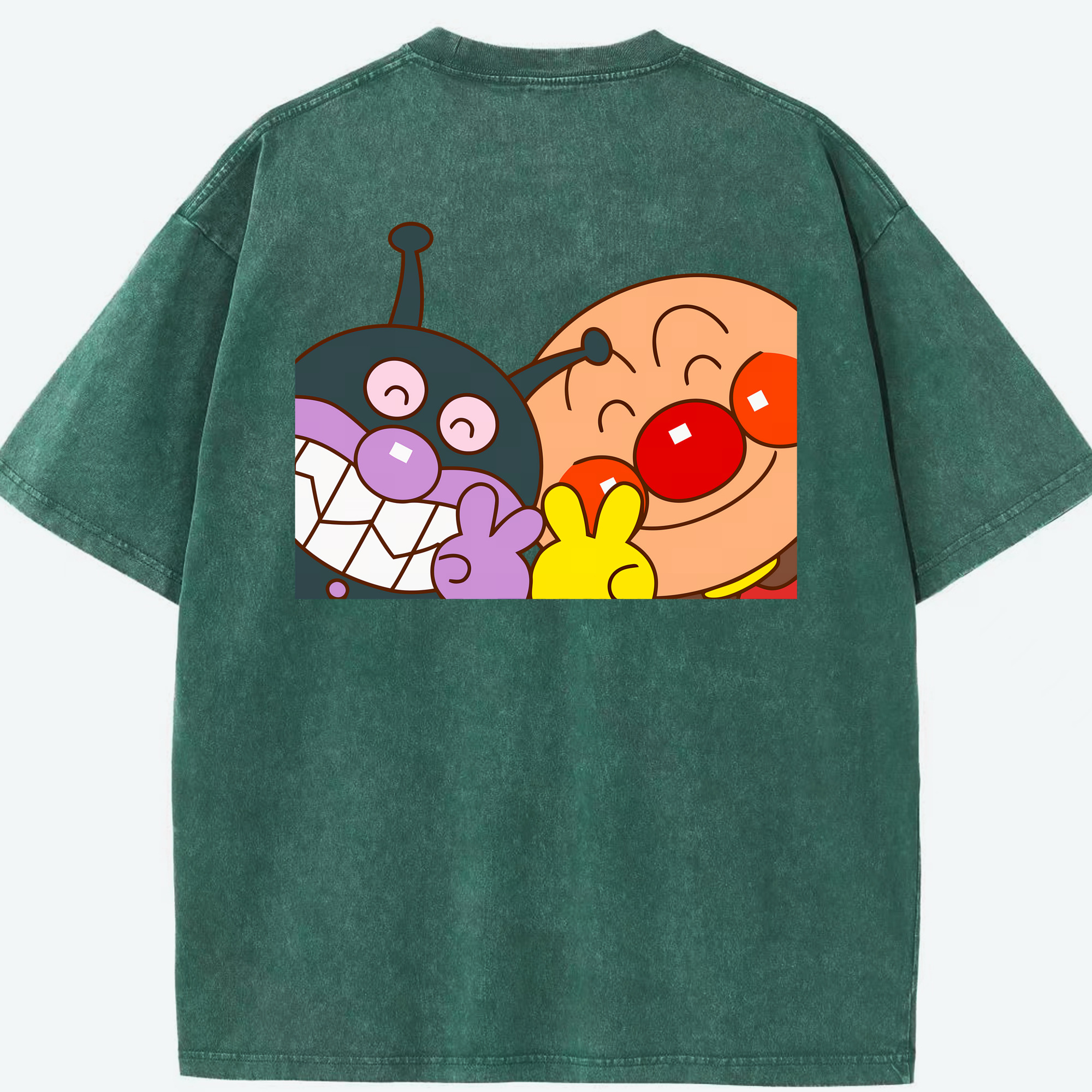 （画像用） アンパンマン Anpanman 綿100% ヴィンテージ風 半袖Tシャツ（背面プリント）